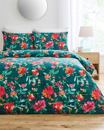 Painted Floral Cotton Blend Duvet Cover Set