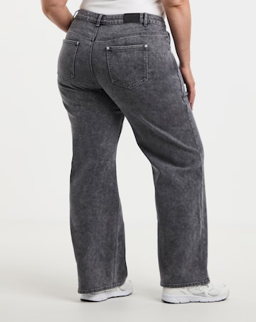 Washed Grey Crossover Straight Leg Jeans