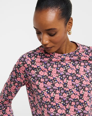 Floral Print Crew Neck Long Sleeve T-Shirt