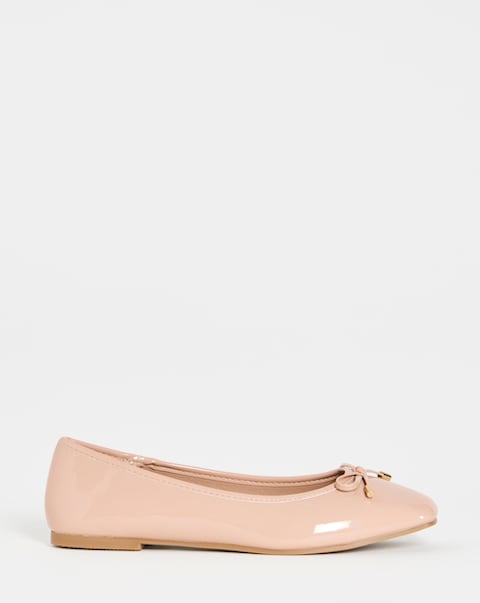Evar Square Toe Ballerina Shoes - Wide Fit (E)