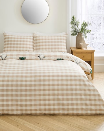 Festive Penguin Gingham Cotton Blend Duvet Cover Set