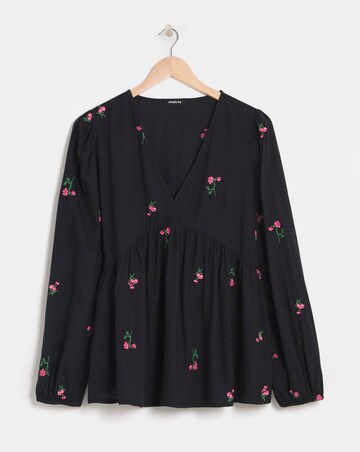 Simply Be Embroidered Floral V Neck Blouse