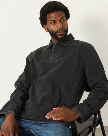 FatFace Airlie Button Neck Sweatshirt - Charcoal Grey