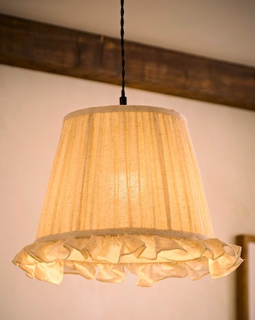 ValueLights Faye Linen Taper Shade with Ruffle Trim