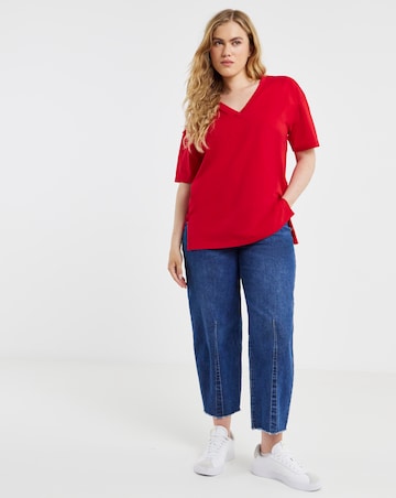 Simply Be Red Slouchy V Neck T-Shirt