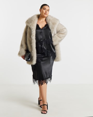 Simply Be Mid Length Faux Fur Coat