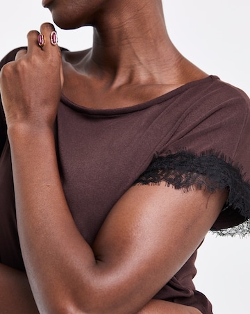 Chocolate And Black Slash Neck Lace Vest