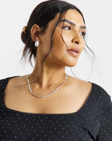 Simply Be Black Hot Fix Square Neck Top