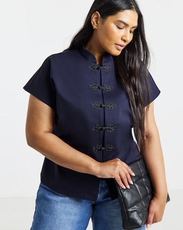 Simply Be Navy Frogging Detail Top