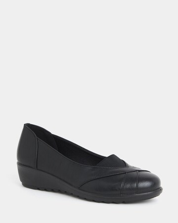 Cushion Walk Slip-On Wedge Elasticated Ballerina Shoes - Wide Fit (E)