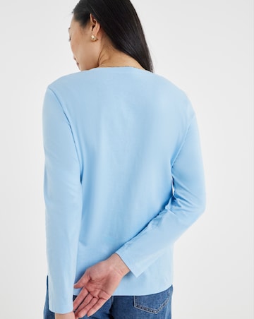 Pale Blue V-Neck Long Sleeve T-Shirt