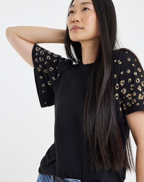 Embellished Angel Sleeve Top