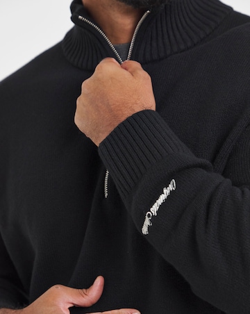 Jack & Jones Norrebro Half Zip Knit - Black