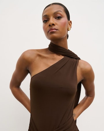 Pretty Lavish Celina Drape Ruffle Jersey Maxi Dress