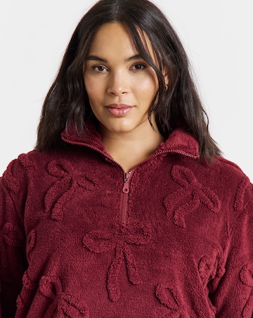 Pretty Secrets Bow Textured Fleece Half Zip Lounge Set