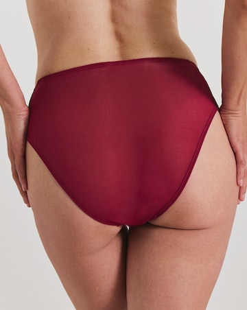 Pretty Secrets Eyelash Lace Full Brief Knickers Burgundy