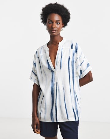 Printed Linen Mix Tunic Top