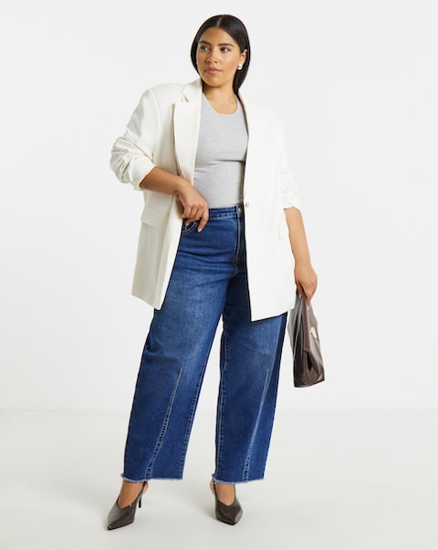 Simply Be White Oversized Single Breasted Blazer