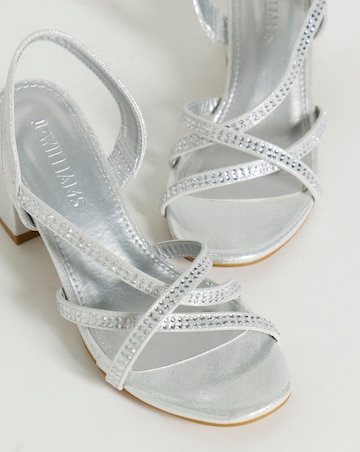 Anita Diamante Crossover Strap Block Heel Sandals - Wide Fit (E)