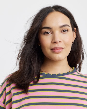 Simply Be Stripe Long Sleeve Scallop Edge T-Shirt