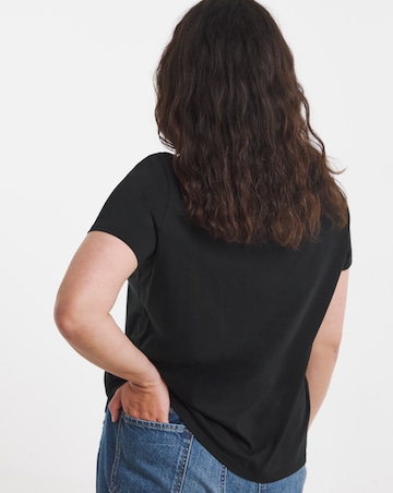 Simply Be Black Lips Placement Embroidery T-Shirt