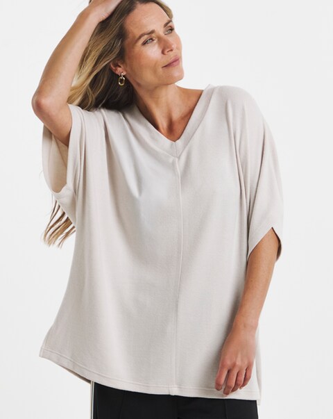 Chocolate Soft Touch Kimono Sleeve Top