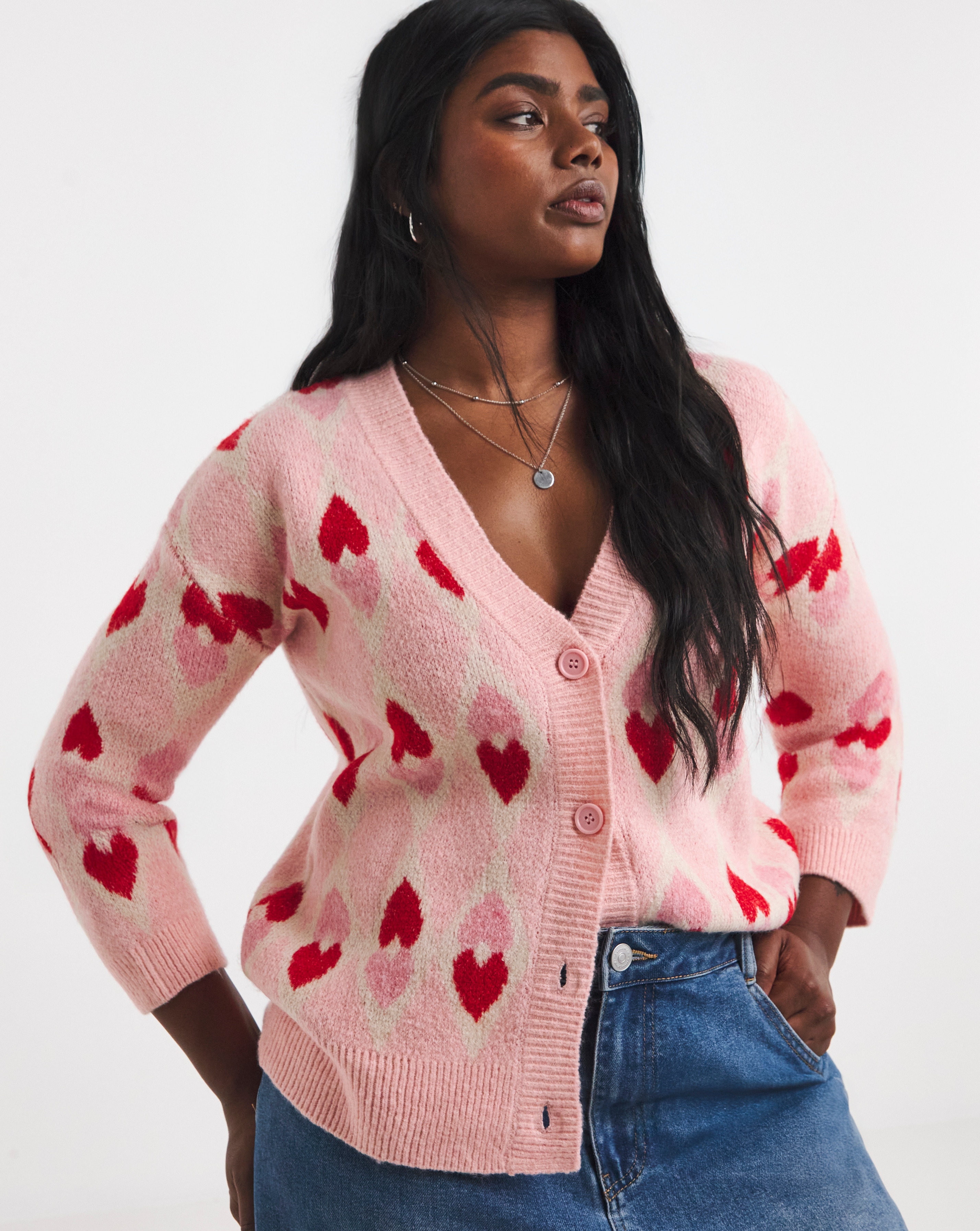 Heart Jacquard Cardigan | Fashion World