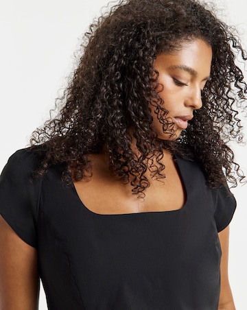 Simply Be Black Peplum Seam Detail Stretch Top