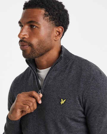 Lyle & Scott Cotton Merino 1/4 Zip Jumper - Charcoal