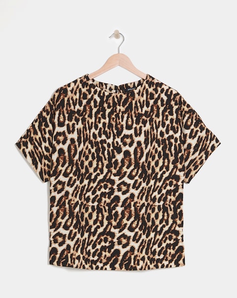 Woven Short Sleeve Boxy Top