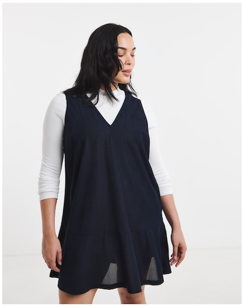 Simply Be Navy Cord Flippy Mini Dress
