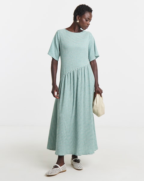 Gingham Asymt Maxi Dress