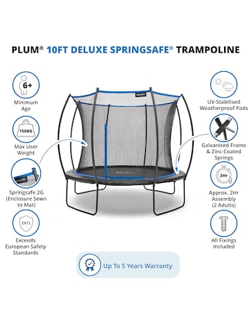 Plum 10ft Deluxe Springsafe Trampoline & Enclosure