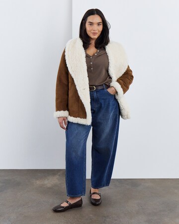Simply Be Suedette Shawl Collar Aviator