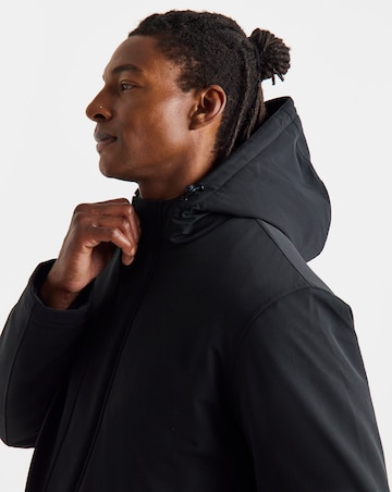 Black Smart Padded Mid Length Parka