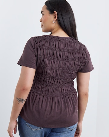 Simply Be Chocolate Shirred Peplum Top