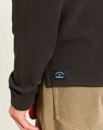 FatFace Long Sleeve Pique Polo - Washed Black