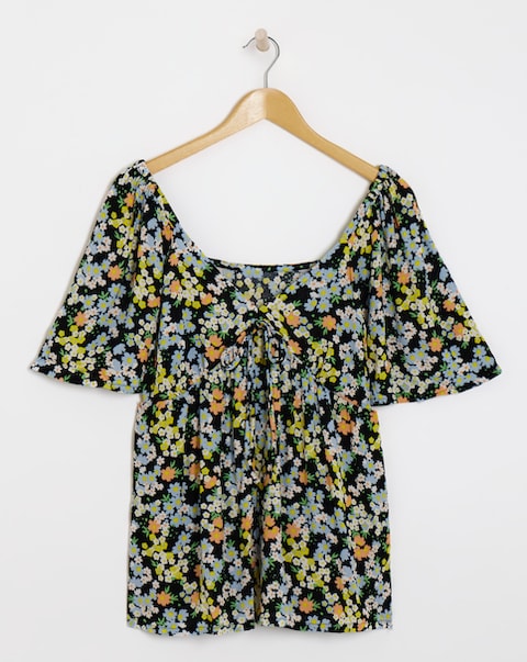 Simply Be Simply Be Floral Print Crinkle Short Sleeve Blouse