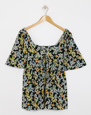 Simply Be Simply Be Floral Print Crinkle Short Sleeve Blouse
