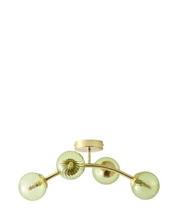 ValueLights Sydney Brushed Gold with Green Swirl Glass Multi Arm Ceiling Light