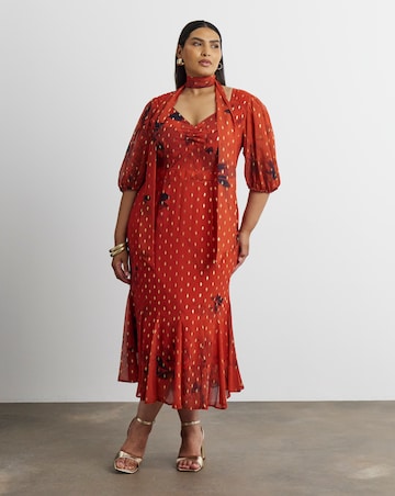 Joanna Hope Metallic Dobby Printed Maxi Dress