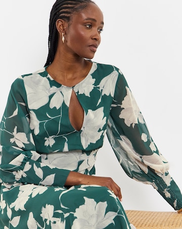 Joanna Hope Long Sleeve Maxi Dress With Keyhole