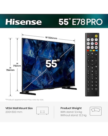 Hisense 55E78STUK PRO 55in QLED 4K Ultra HD Smart Gaming TV
