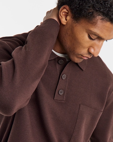 Slouch Knitted Long Sleeve Polo