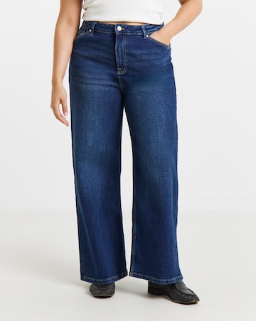 99 1 Indigo Comfort Stretch Slouchy Wide Leg Jeans
