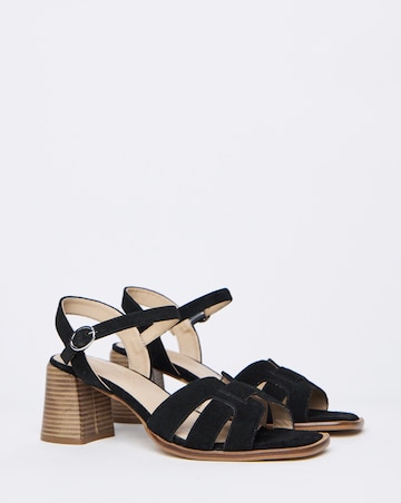 Greta Woven Detail Block Heel Sandals - Wide Fit (E)
