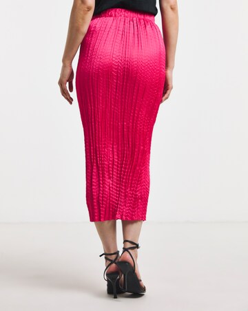 Bright Pink Crinkle Satin Skirt