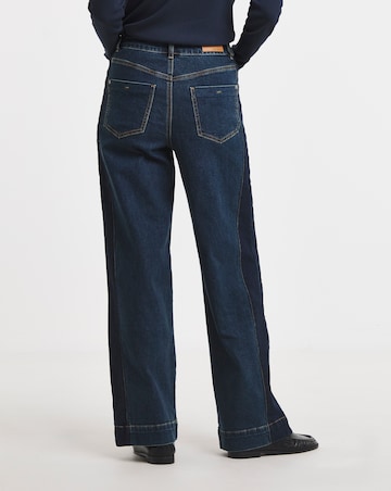 Dark Blue Authentic Side Stripe Wide Leg Jeans