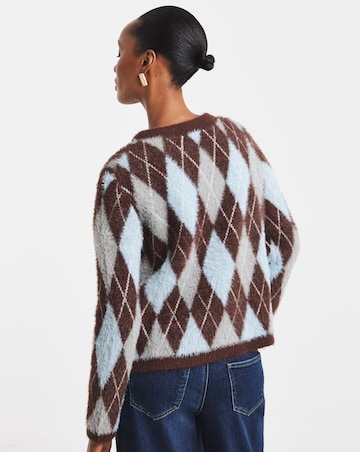 Argyle Crew Neck Cardigan