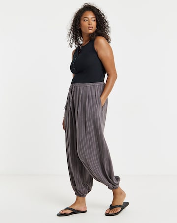 Simply Be Grey Pinstripe Co-Ord Tie Waist Balloon Trouser